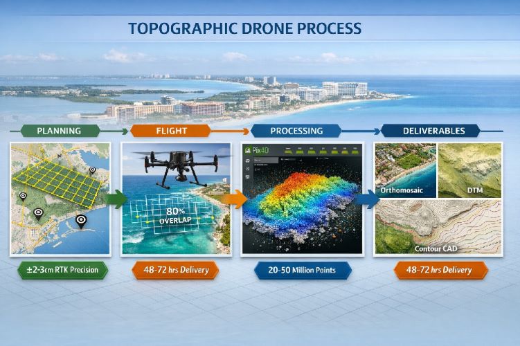 topografía con drones en Cancún