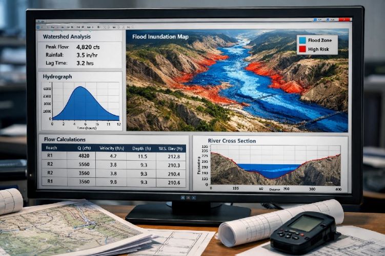 Software de modelación hidrológica HEC-RAS HEC-HMS para estudios de inundación