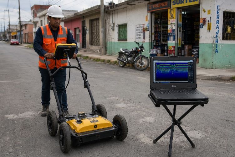 tecnico georradar GPR deteccion cavidades subsuelo calle Mexico